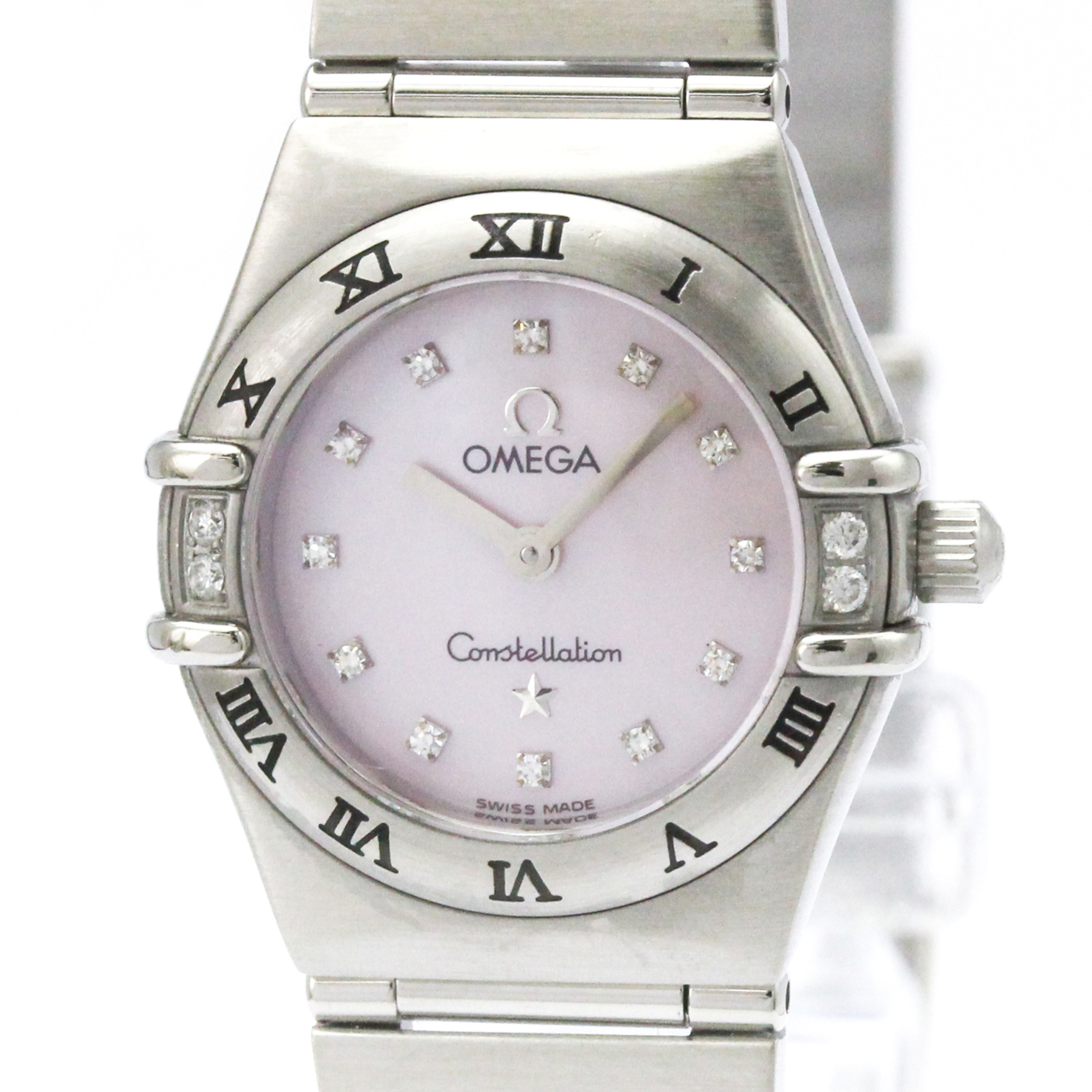 Omega Constellation Diamond Mop Dial Ladies Quartz Steel Watch 156766 Polished